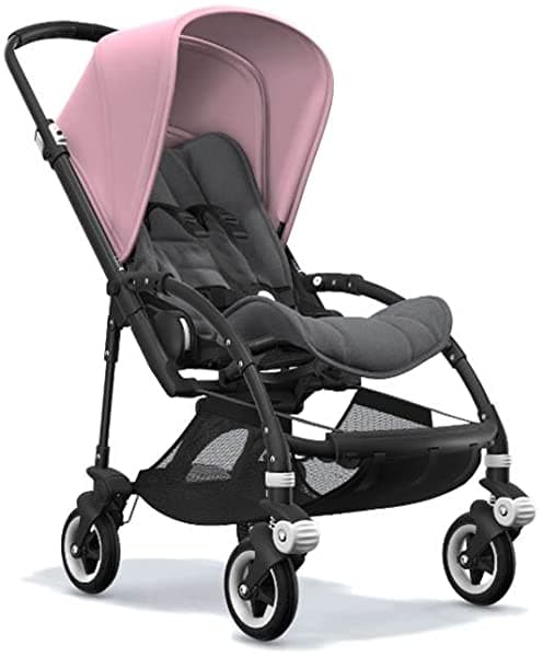 Bugaboo Bee5 Cochecito Bundle Con Base De Color Negro Cielo Azul Canopy Gris Melange Asiento Coñac Grips Y Rojo Rueda Caps BUNBEEBLK6