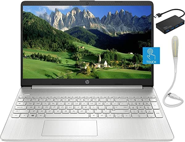 HP Notebook con Pantalla Táctil FHD de 15.6 Pulgadas AMD Ryzen 7-4700U de 8 Núcleos (supera al i7-1180G7) 16 GB RAM 512 GB PCIe SSD Teclado Numérico WiFi 5 Bluetooth 4.2 Windows 10 en Modo S 9 Horas de Duración de la Batería con Concentrador 15-ef1013dx