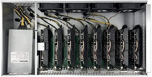 SZGMing Nuevo Equipo De Minería Eth Ethereum De 8 Gpu Con Fuente De Alimentación De Voltaje Completo De 2000 W Cpu Intel Ram 128 Ssd Marco Fuerte Psu Interno Sistema Win10 Espacio De Puerto Gpu Más Amplio Compatible Con La Mayoría De Gpu