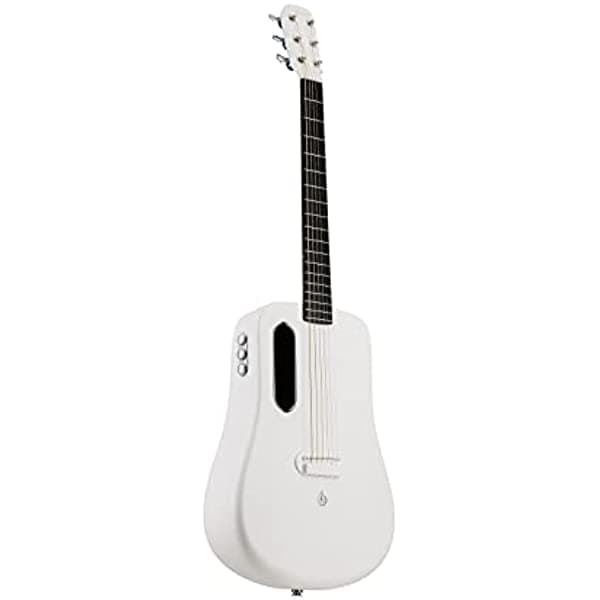 LAVA Me 2 Freeboost-White - Guitarra Electroacústica de Fibra de Carbono 36" con Efectos, Incluye Funda, Uñas y Cable de Carga