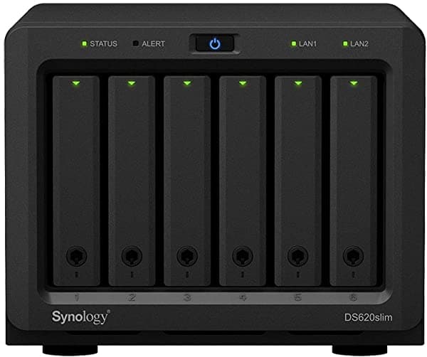Synology Diskstation Ds620Slim Iscsi Nas Server Con Intel Celeron Hasta 25 Ghz Cpu 6 Gb De Memoria 1 Tb (2 X 500 Gb) Ssd Storage Dsm Operating Sistema DS62017