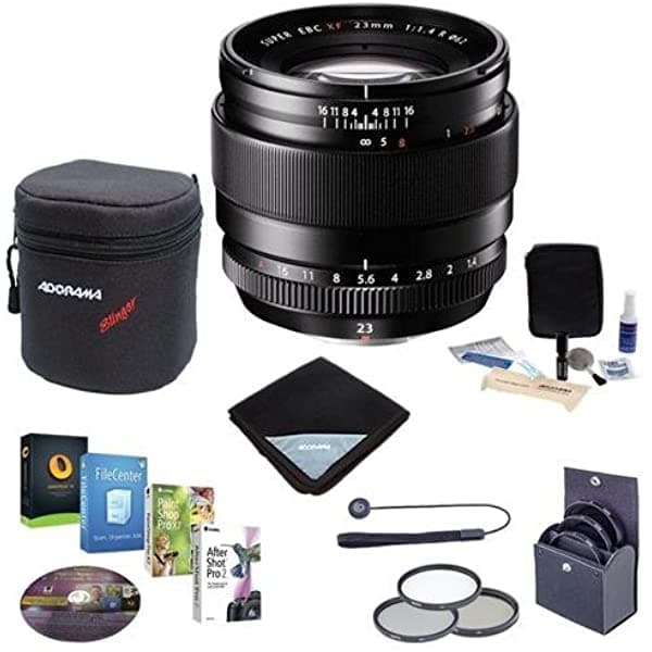 Fujifilm Xf 23 Mm. (38.3 Yard) F/1.4R - Bundle Con 62 Lente De Kit De Filtro Wrap De La Lente Funda De La Lente Kit De Limpieza Capleash Y Profesional Paquete De Software