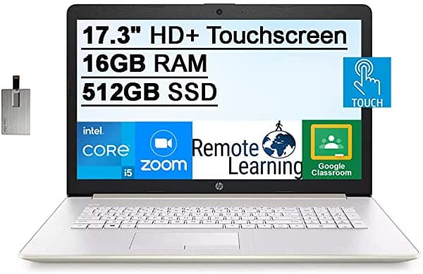 2021 Hp 17.3 Pulgadas Hd+ Pantalla Táctil Intel Core I5-1035G1 De 16 Gb De Ram 512 Gb Pcie Ssd Kb De Tamaño Completo Cámara Web Hd Gráficos Intel Uhd Win 10 Oro Tarjeta Usb Snowbell De 32 Gb