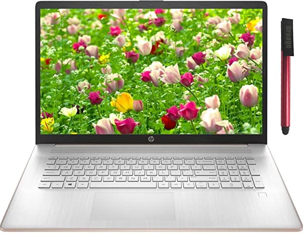 HP 17 17.3" HD+ Notebook AMD Athlon Silver 3050U Hasta 3.2GHz 32GB DDR4 RAM 2TB PCIe SSD WiFi 6 Bluetooth 5.2 Cámara Web Tipo C Lector de Huellas Dactilares Oro Rosa Pálido Windows 10 S 17-cp