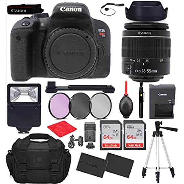 Canon Eos Rebel T7I Cámara Dslr Con Canon Ef-S De 0.709-2.165 In F/4-5.6 Es Stm Kit De Inicio Con Accesorios (Bolsa De Gadget Batería Extra Flash Digital Esclavo Memoria De 128 Gb Trípode De 50 Pulgadas Y Más) CanonT7i