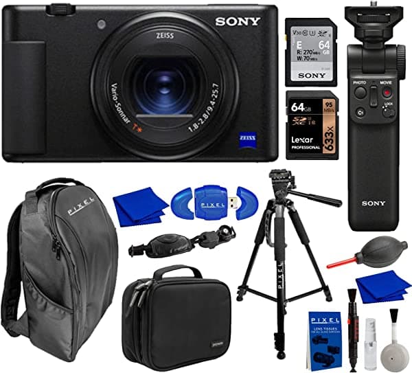 Sony ZV-1 Cámara Digital con Kit de Accesorios para Vloggers, Mochila, Trípode, Estuche y Más | Ideal para Creadores de Contenido y YouTube SON-DCZV1/B-BUN3