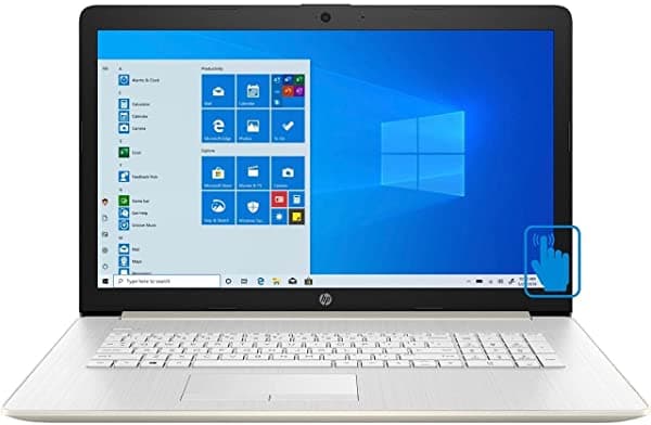 Nuevo Modelo 2021 Insignia HP 17.3" HD+ Notebook con Pantalla Táctil 10ª Generación Intel Quad-Core i5-1035G1 (supera al i7-8550U) 32GB RAM 1TB SSD Oro Pálido HDMI WiFi Cámara Web DVDRW Windows 10+AllyFlex MP
