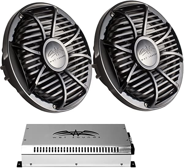 Wet Sounds Paquete De Graves Dos Subwoofers De Aire Libres De 10 Pulgadas Y Un Amplificador Syn2 De 700 W (2)SW-10FAS2-BV2+SYN2