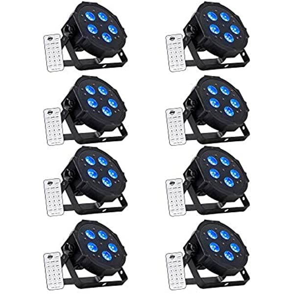American Dj Mega Hex Par Low Perfil Led Rgbaw + Uv Wash Efecto Luz 8 Pack