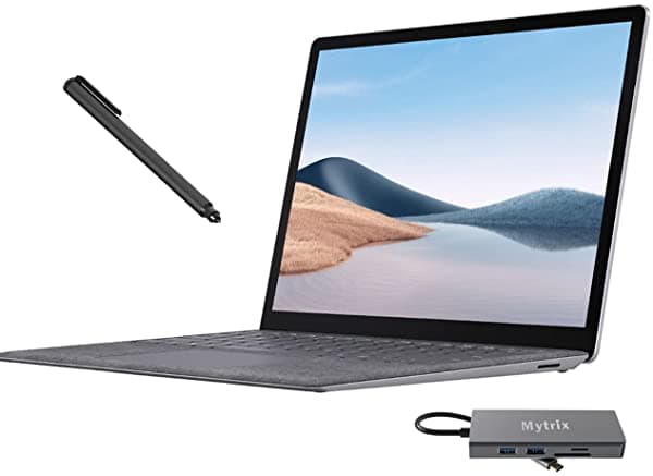 Microsoft Surface Laptop 4 13.5" Pantalla Táctil Platinum AMD 6-Core Ryzen 5 4680U (supera al i7-1065G7) 8GB RAM 256GB SSD Retroiluminado USB-C Wi-Fi 6 con Lápiz Digital Mytrix USB-C Hub 11-en-1 5PB-00001-PEN1