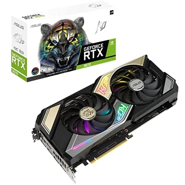 Asus Ko Nvidia Geforce Rtx 3070 V2 Oc Edition 8Gb Gddr6 Tarjeta Gráfica Para Juegos (Pcie 4.0 8Gb De Memoria Gddr6 Lhr Hdmi 2.1 Displayport 1.4A Diseño De Ventilador De Tecnología Axial Tecnología 0Db Condensadores Duraderos) KO-RTX3070-O8G-V2-GAMING