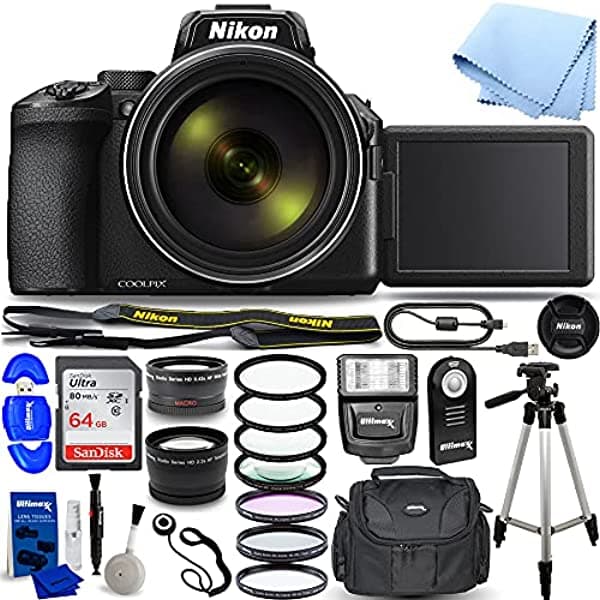 Pixel Hub Nikon Coolpix P950 16Mp 83X Super Telephoto Zoom 4K Uhd Cámara Digital - El Último Paquete Incluye Ultra 64Gb Sd Flash Esclavo Teleobjetivo Y Lente Gran Angular Kits De Filtros Y Más NICPP950G3