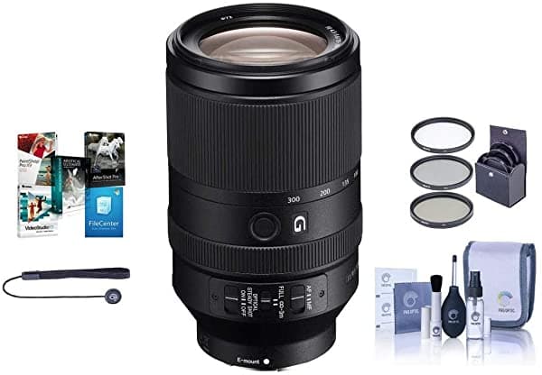 Sony Fe 70 - 300 Mm F/4.5 - 5.6 G Oss E-Mount Nex Lente De Cámara - Bundle Con Lente De 72 Mm Filtro Kit De Limpieza Wrap (19 X 19) Lenscap Leash Paquete De Software