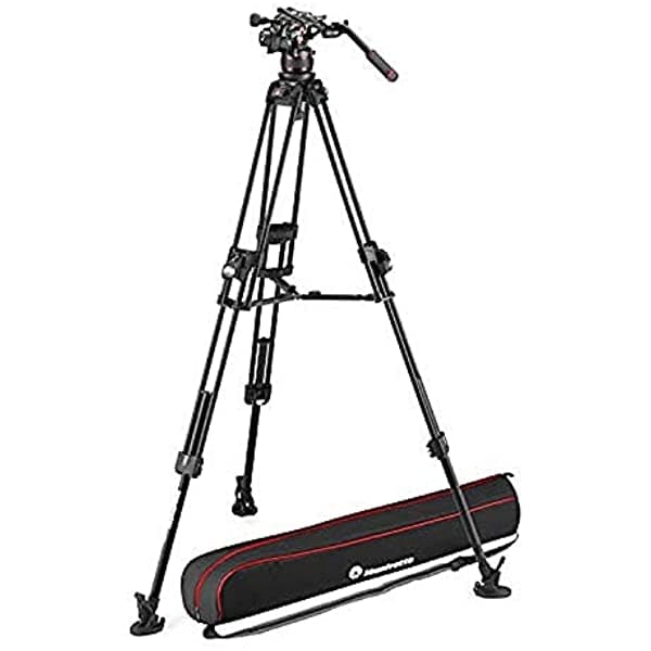 Manfrotto Nitrotech 612 - Cabezal De Vídeo Fluido Con Trípode De Aluminio 645 Fast Twin Video Kit Profesional Con Cabezal De Trípode Y Soporte Para Cámara Para Dslr Cámara Digital Videocámara Videógrafo Carga Útil 26.5 Lbs MVK612TWINFAUS