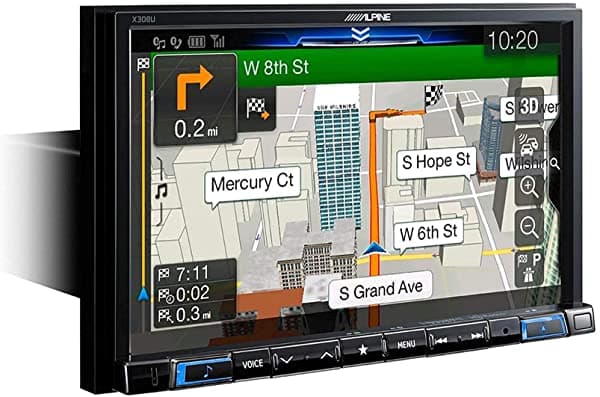 Pacific Stereo Alpine X308U Receptor Multimedia Digital de Alta Resolución 8 Pulgadas Sin Mecanismo Apple CarPlay y Android Auto con Navegación 3D y 2D Integrada Pantalla Táctil con Sintonizador AM/FM (No Reproduce CDs)
