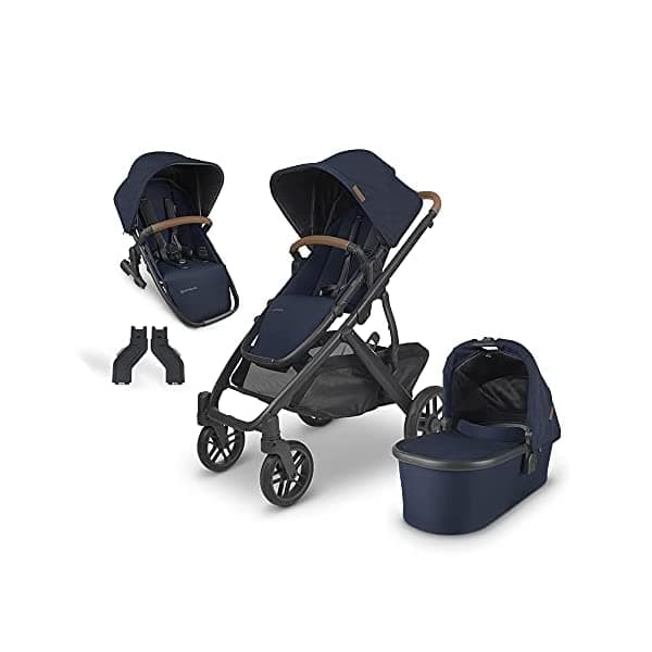 UPPAbaby Vista V2 Cochecito Noa (Navy/Carbon/Cuero Sillín) + Adaptadores Superiores + Rumbleseat V2- Noa (Navy/Carbon/Cuero Sillín)