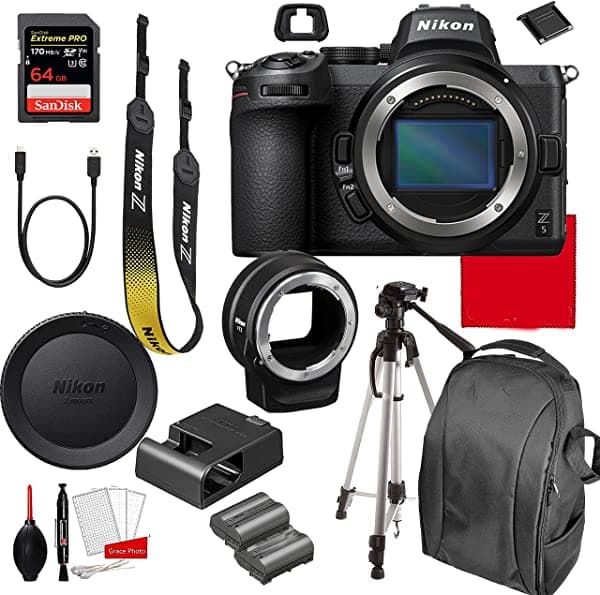 Grace Photo | Nikon Intl. Z5 Camara Digital Mirrorless 24.3Mp Solo + Adaptador De Montaje Ftz 64Gb Tarjeta De Memoria De Velocidad Extrem + Bundle Acc Nikon Z5