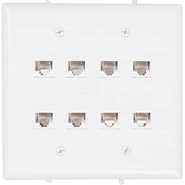 Buyer'S Point 8 Port Gang Ethernet Cat6 Rj45 - Placa De Pared De Red (100 Unidades) Color Blanco