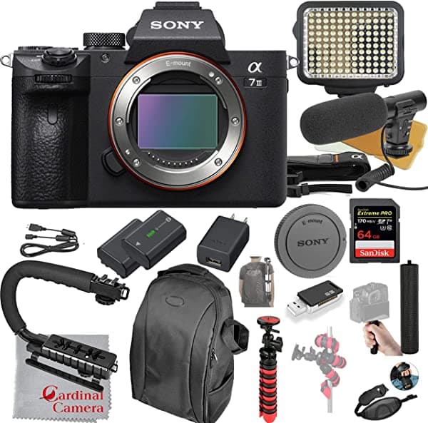 Sony Alpha A7 Iii Cámara Réflex Digital Sin Espejo Cuerpo Solo Paquete De Vídeo + Luz De Vídeo Led + Micrófono + Memoria De Velocidad Extrema De 64 Gb (20 Unidades) ILCE7M3/B