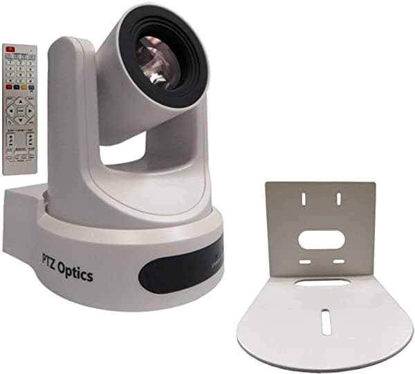 Ptzoptics 20X-Ndi Broadcast Y Conferencia Camara White Pt20X-Ndi-Whh + Universal Wall Mount Backet White Camara Y Backet Bundle PT20X-NDI-WH K2
