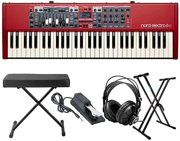 Nord Electro 6D Teclado 61 Teclas Semicontrapesadas + Soporte, Banqueta, Pedal de Sustain y Auriculares (5 Ítems) AMSNELECTRO6D61_K2