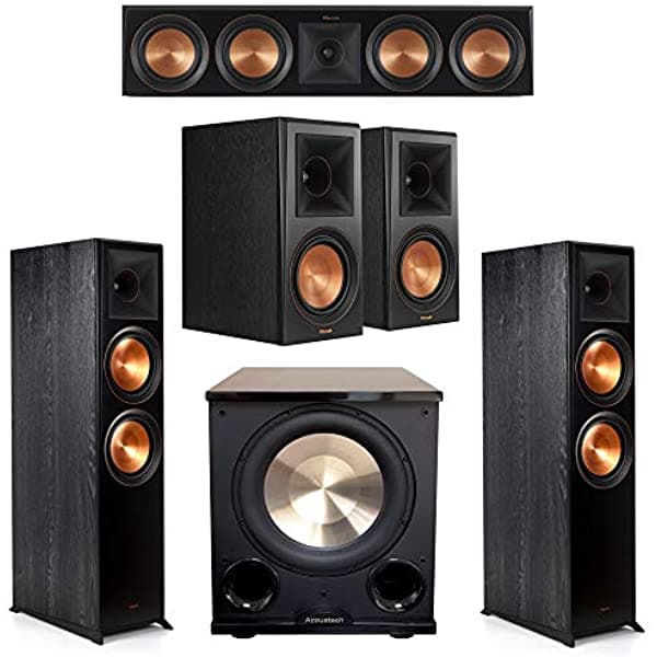 Sistema De Ébano Klipsch 5.1 2 Rp-8000F 1 Rp-504C 2 Rp-600M Libre Pl-200Ii Sub K-5-1-EB-3