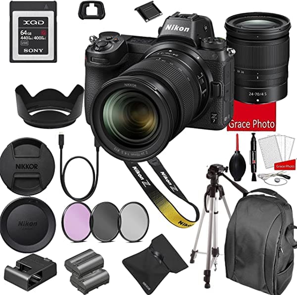 Nikon Z7 Camara Digital Sin Espejo 45.7Mp Nikkor Z 24-70 Mm F 4 S Lente + 64Gb G Series Xqd Memory Tarjeta + Paquete De Accesorios 20 Piezas A