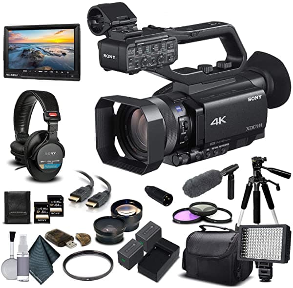 Sony Pxw-Z90V 4K Hdr Xdcam Con Fast Hybrid Af (Pxw-Z90V) Con Tarjeta De Memoria De 2-64Gb 2 Baterías Adicionales Filtro Uv Luz Led Funda Trípode Sony Mic Sony Mdr-7506 Auriculares - Paquete Profesional