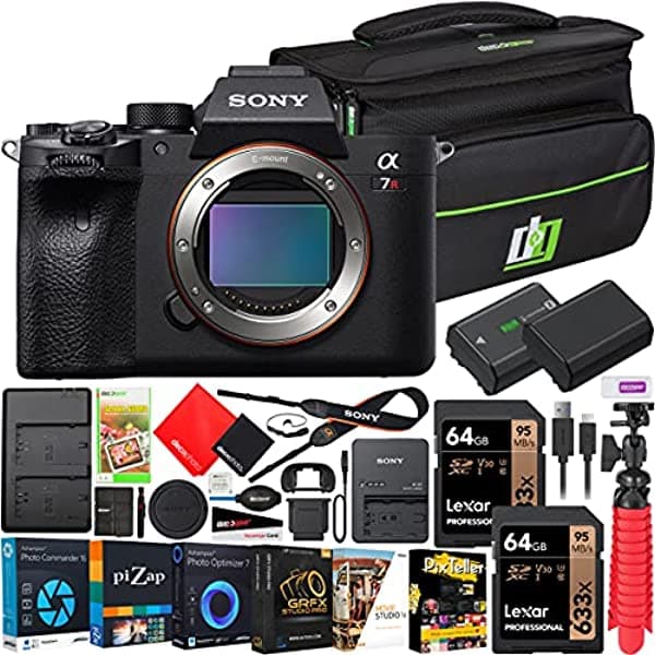 Sony A7R IV Cuerpo de Cámara Sin Espejo Full Frame Nueva Versión ILCE-7RM4A/B Pack con Estuche de Fotografía Deco Gear + Batería Extra + 2 Tarjetas de Memoria de 64 GB + Kit de Software de Video Fotográfico y Accesorios E7SNILCE7RM4AB