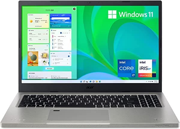Acer Aspire Vero Av15-51-75Qq Pc Verde | Pantalla Fhd Ips 100% Srgb De 11ª Generación | Intel Core I7-1195G7 De 11ª Generación | Gráficos Intel Iris Xe | Ddr4 De 16 Gb | Ssd De 512 Gb | Wi-Fi 6 | Materiales De Pcr | | Windows 11111 Home NX.AYCAA.002