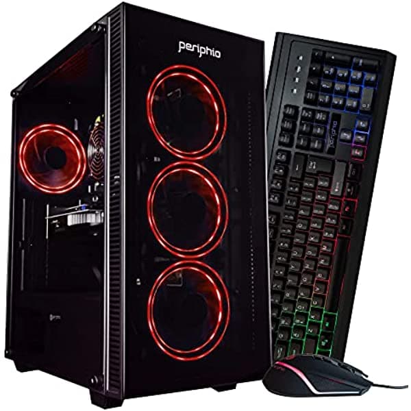 Periphio Ember - Computadora Para Juegos Rgb Intel Quad-Core I5 16 Gb De Ram 120 Gb Ssd + 1 Tb 7200 Rpm Hdd Windows 10 Gaming Pc Geforce Gtx 1650 4 Gb Overcloclockeado Hdmi Wifi Paquete De Juegos Rgb