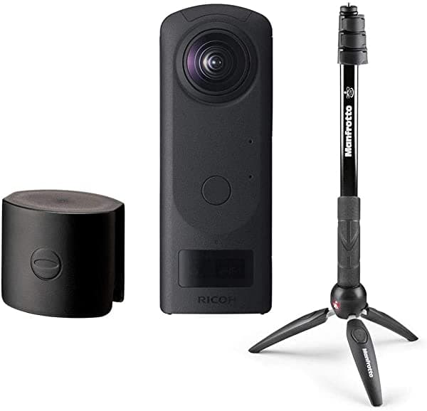 Ricoh Theta Z1 Cámara Panorámica Esférica De 360 Grados Color Negro - Bundle Tl-2 Protector De Lente Kit De Realidad Virtual Manfrotto Pixi Evo Mini Trípode Y Barra De Extensión