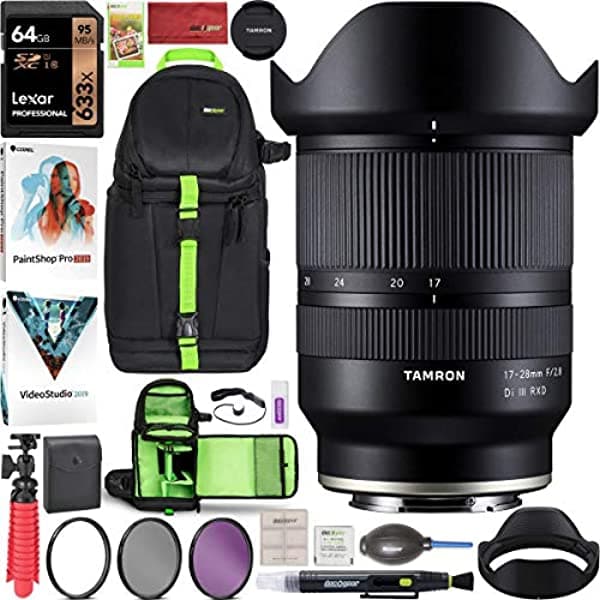Tamron 0.669-1.102 In F/2.8 Di Iii Rxd Lente De Montura E (A046) Para Sony Sin Espejo Con Deco Gear Pro Fotografía Sling Mochila Pack + Kit De Filtro De 2.638 In + Tarjeta De 64 Gb + Software + Accesorios E7TM1728F28S