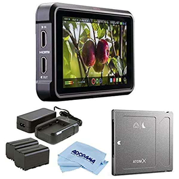 Atomos Ninja V - Monitor De Grabación De Pantalla Táctil De 5 Pulgadas 1980 X 1080 Entrada Hdmi 4K Kit De Alimentación Unidad Externa De Estado Sólido Angelbird Atomx Ssdmini De 1 Tb Paño De Microfibra