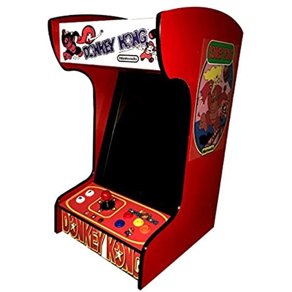 Doc & Pies Arcade Factory Classic Home Arcade Machine - Mesa Y Bartop - 60 Juegos Retro - Pantalla Lcd De Tamaño Completo Botones Y Joystick (Rojo)