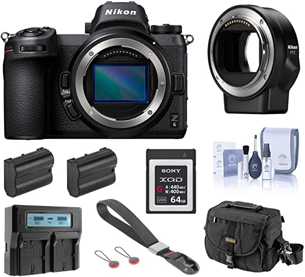 Nikon Z6 Fx - Cuerpo De Cámara Digital Sin Espejo Paquete Completo Con Adaptador De Montaje Ftz Tarjeta Xqd De 64 Gb 2 Baterías Adicionales Cargador Dual Y Accesorios Nikon Z6 MPC