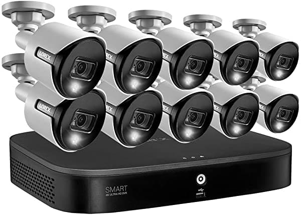 Lorex 4K Ultra Hd Seguridad Sistema 2Tb 16 Canales Dvr Y Ten 4K 8Mp D Disuasión Activa Camara Con Detección De Movimiento Inteligente Y Control De Voz D86162T-A8DA