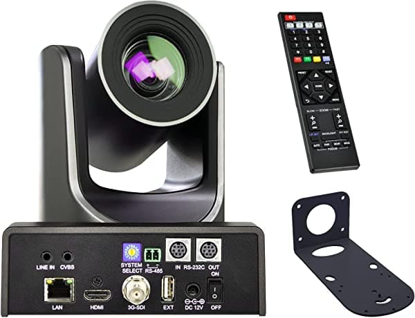 Prisual Cámara Ndi Cámara De Transmisión En Vivo 20X Simultánea 3G-Sdi Hdmi E Ip 1080P60Fps Salida De Vídeo Para Producción De Iglesia Poe 802.3Af Obs Vmix Support Ndi Hx2 4.5 (20X Ndi Y Montaje En Pared)