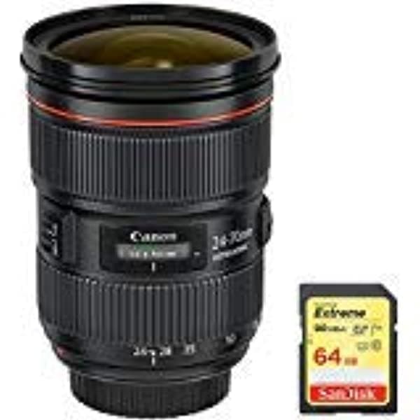 Lente Canon (5175B002) Ef 24-70 Mm F/2.8L Ii Usm Con Tarjeta De Memoria Extreme Sd De 64 Gb Uhs-I Con Lectura/Escritura De 90/60 Mb/S. E5CN2470F28LII