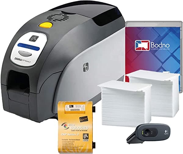Bodno Zebra Zxp Series 3 Paquete De Impresora De Tarjetas De Identificación Doble Cada Y Suplementos Completos 71442WX6