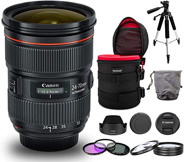 Canon Ef 0.945-2.756 In F/2.8L Ii Usm Paquete De Lentes Con Kit De Limpieza Kits De Filtro Funda De Lente Acolchada Y Trípode (Modelo Intl) 5175B002