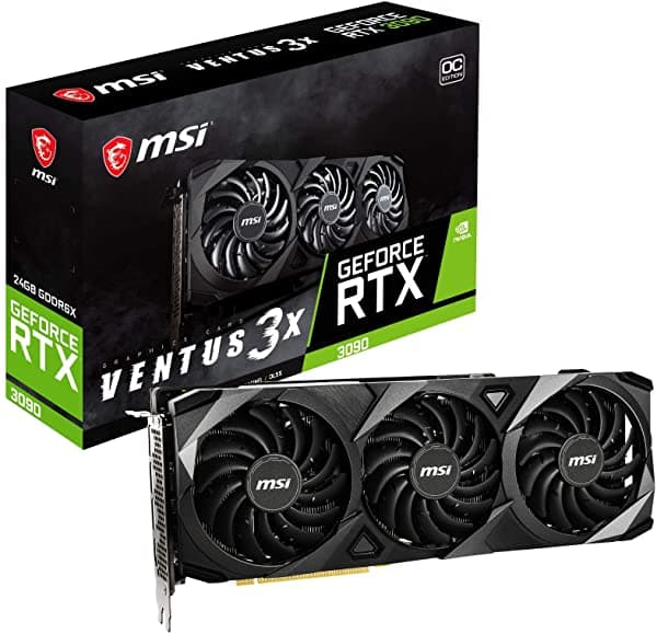Micro Star International MSI Ventus 3X RTX 3090 OC - Placa de Video 24 GB GDDR6X, 384-bit, 7680x4320, PCIe 4.0 V388-002R