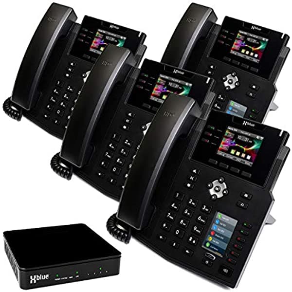 Xblue Qb - Paquete De Sistema Con 4 Teléfonos Ip Ip9G Incluyendo Asistente Automático Correo De Voz Extensiones De Teléfono Celular Y Remoto Y Grabación De Llamadas Color Negro (Qb1004)