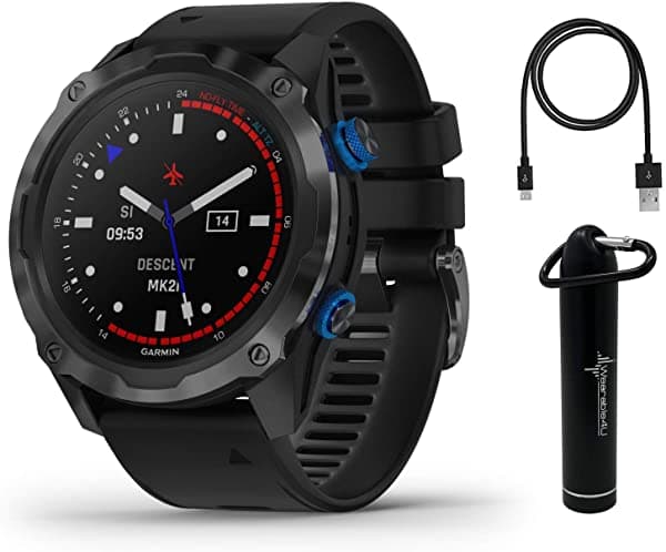 Garmin Descent Mk2i - Computadora de Buceo (Titanio con Malla Negra) con Paquete de Batería Wearable4U 010-02132-01