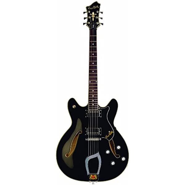 Hagstrom Viking - Guitarra Eléctrica Semi-Hueca (Color Negro Brillante) AMS-VIK-BLK