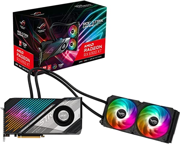 Asus Rog Strix Lc Amd Radeon Rx 6900 Xt Top Edition Tarjeta Gráfica Para Juegos (Amd Rdna 2 Pcie 4.0 16Gb Gddr6 Hdmi 2.1 Displayport 1.4A Placa Fría De Cobertura Completa Radiador De 9.449 In Tubo De 23.622 In)
