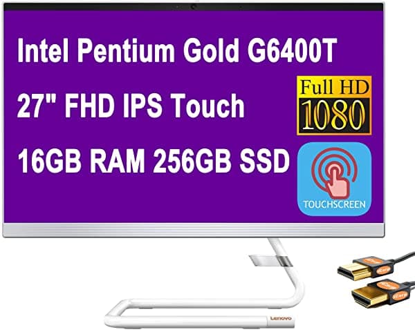 Lenovo Insignia Ideacentre Aio 3 Computadora De Escritorio Todo En Uno De Negocios 27 Fhd Ips Touchsen Intel Pentium Gold G6400T 16Gb Ram 256Gb Ssd Dv Lenovo Ideacentre AIO 3 27