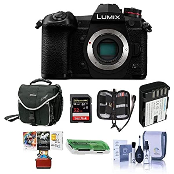 Panasonic Lumix G9 Cuerpo de Cámara Sin Espejo Negro Paquete con Tarjeta SDHC U3 de 32GB Batería de Repuesto Funda para Cámara Kit de Limpieza Estuche para Tarjetas de Memoria Lector de Tarjetas Paquete de Software Mac