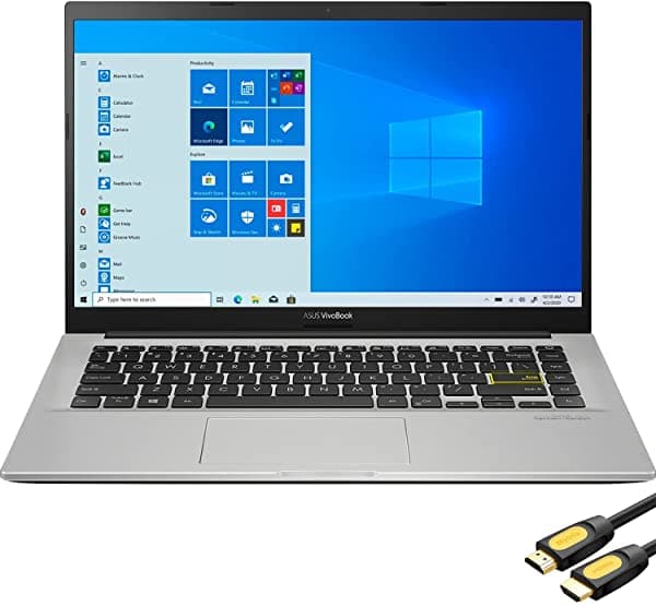 ASUSLaptop ASUS VivoBook 14" FHD NanoEdge notebook liviana Intel Core i3-1005G1 4GB DDR4 RAM 1TB PCIe SSD USB-C HDMI Wi-Fi BT lector de tarjetas webcam Mytrix HDMI C X413J