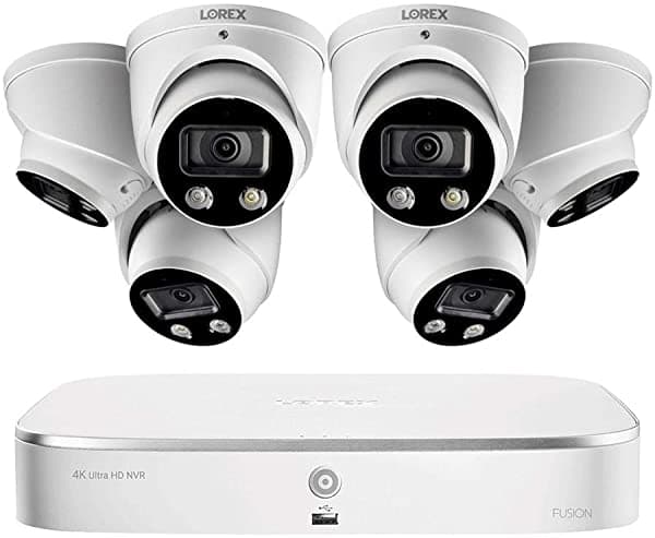 Lorex 4K Ultra Hd 8 Canales Fusion 2Tb Nvr Sistema Con 6Xe892Dd Domo Smart Disuasión 4K Cámaras Ip 150Ft Visión Nocturna Cnv Audio Lorex Home 4KHDIP86D-2